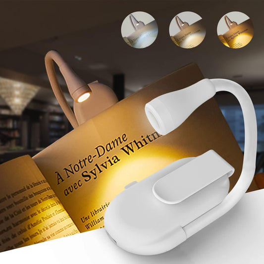 Priiba Book Light, 3 Modes Portable LED Reading Light for Book, Reading Lights with Clip for Night, Mini Lights, Diwali Gifts for Family & Friends (White)