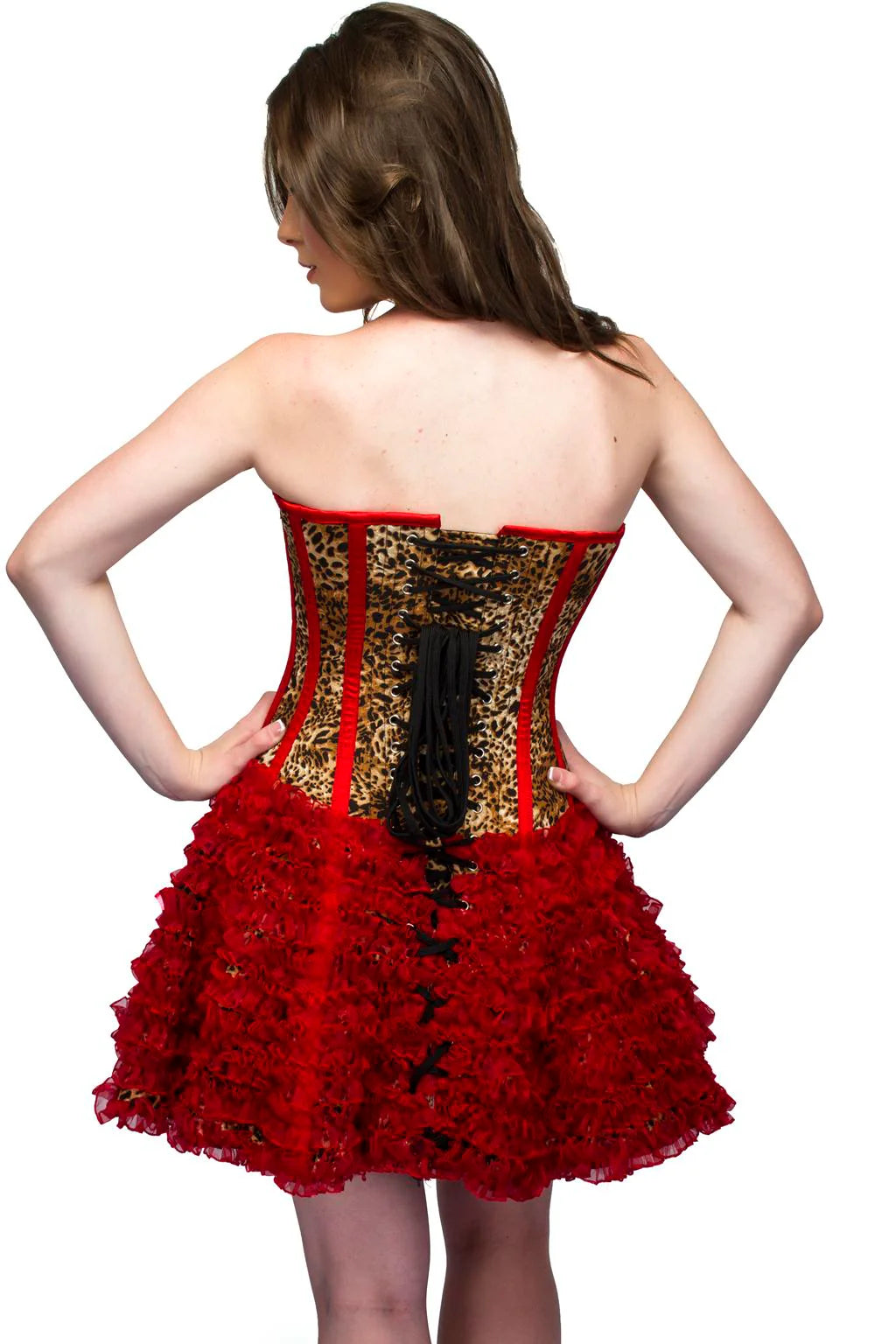 Priiba Leopard Animal Print Side Zipper Overbust Corset Waist Training Top Only