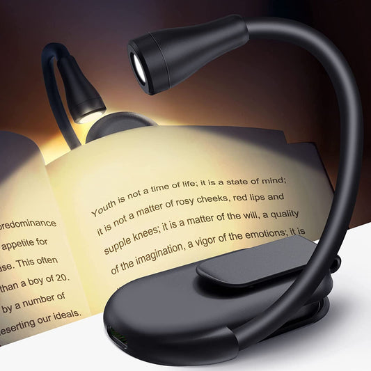Priiba Book Light, 3 Modes Portable LED Reading Light for Book, Reading Lights with Clip for Night, Mini Lights, Diwali Gifts for Family & Friends (Black)
