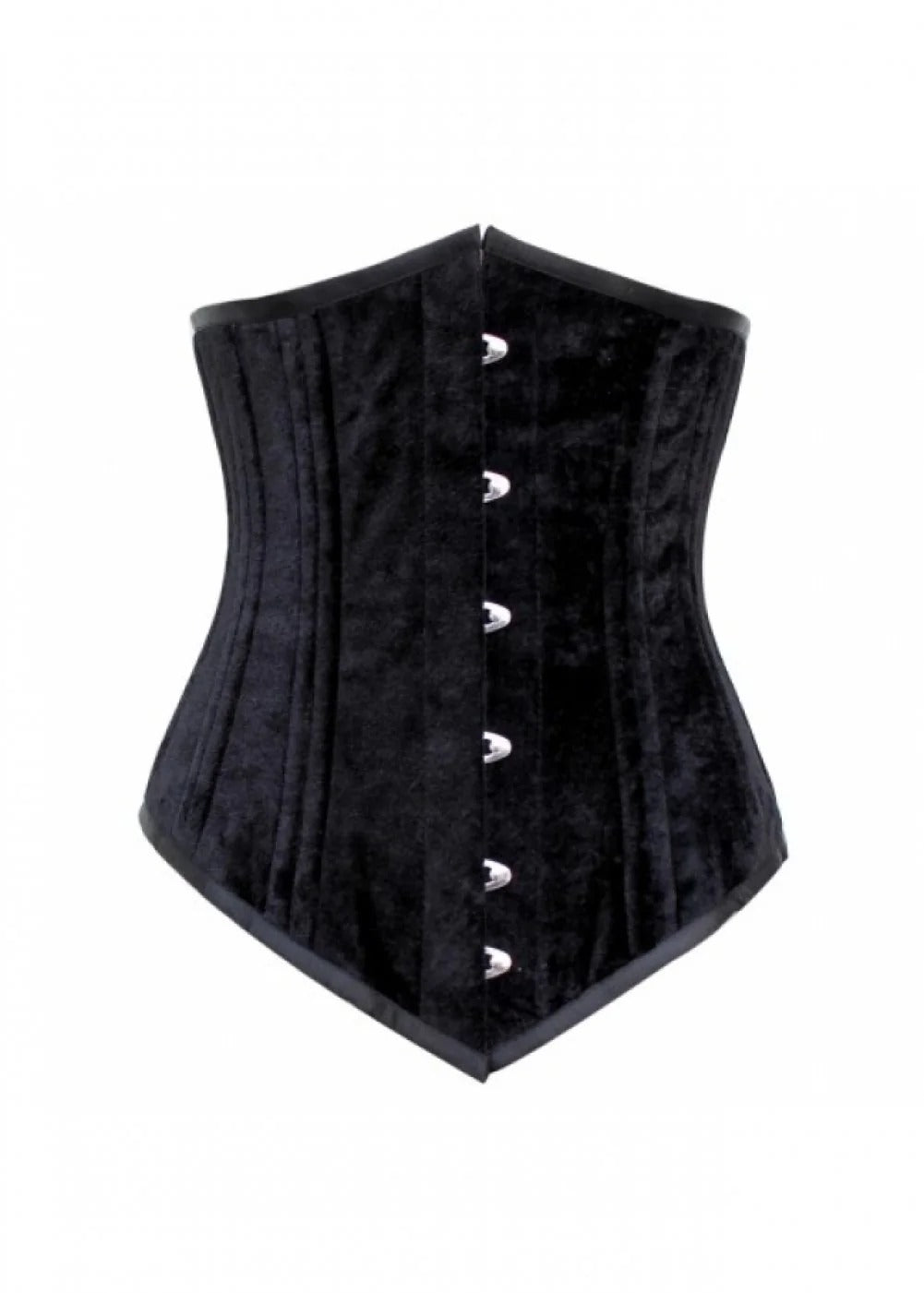 Priiba Black Velvet Gothic Double Bone LONG Underbust Corset Waist Training Burlesque Costume